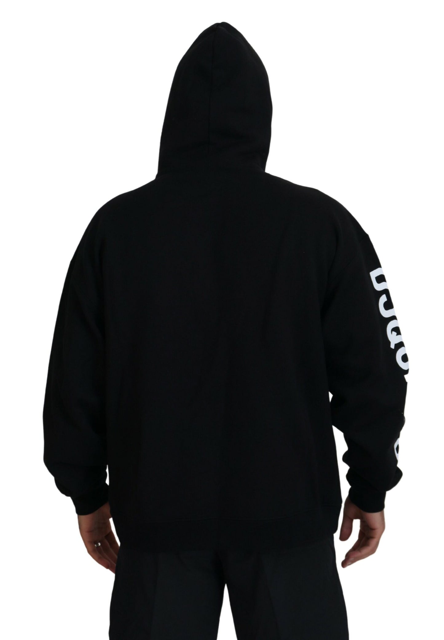 Dsquared² Svart Huvtröja med Hel Dragkedja och Mönstrade Ärmar