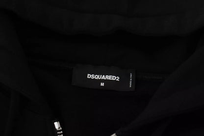 Dsquared² Svart Huvtröja med Hel Dragkedja och Mönstrade Ärmar