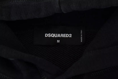 Dsquared² Svart bomullströja med huva och tryck för män