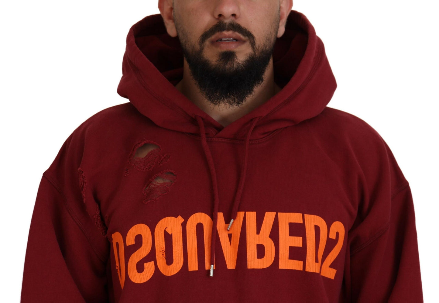 Dsquared² Rödbrun Bomulls-Tröja med Huva och Mönster