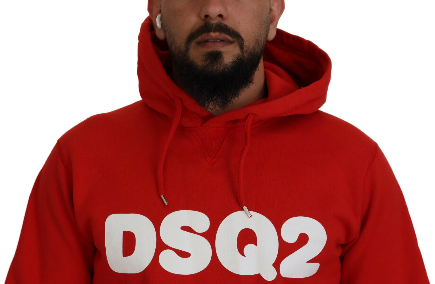 Dsquared² Röd Bomullsmönstrad Tröja Med Huva Och Tryck Herr