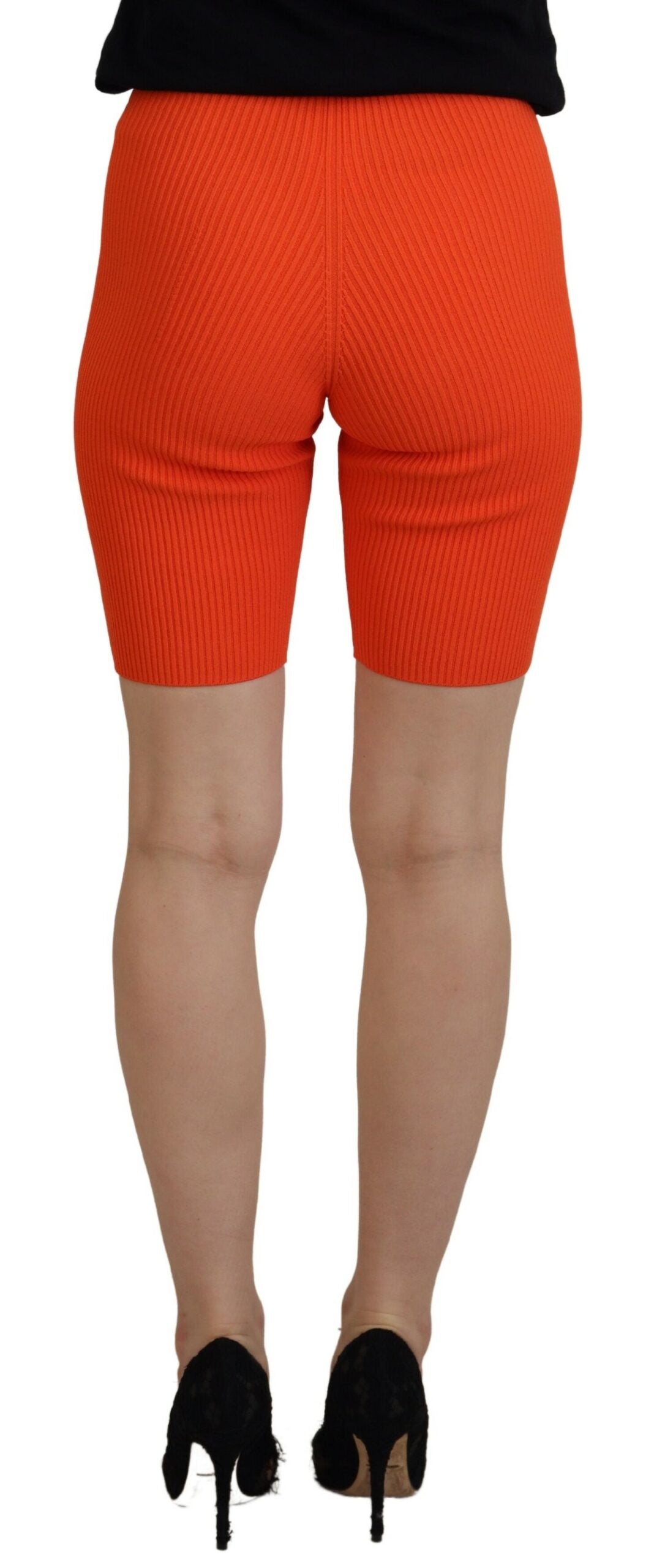 Oransje viskose bermudashorts med middels midje og smal passform