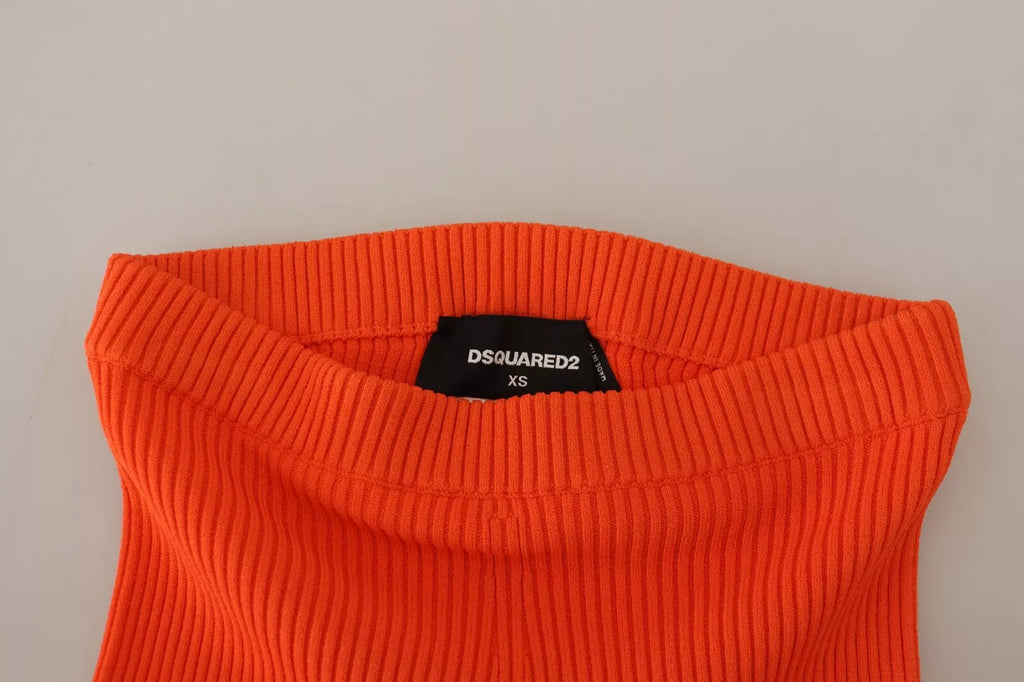 Oransje viskose bermudashorts med middels midje og smal passform
