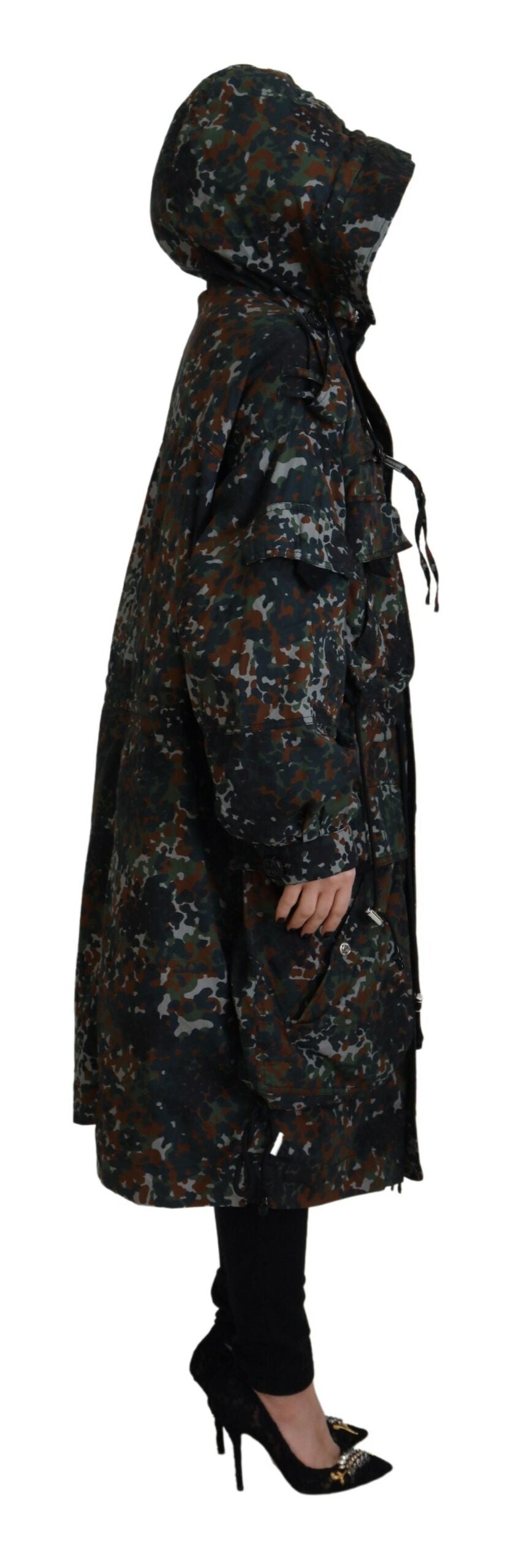 Dsquared² Grønn Hettejakke med Goth-kamuflasjetrykk og Parka