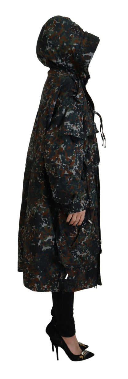 Dsquared² Grønn Hettejakke med Goth-kamuflasjetrykk og Parka