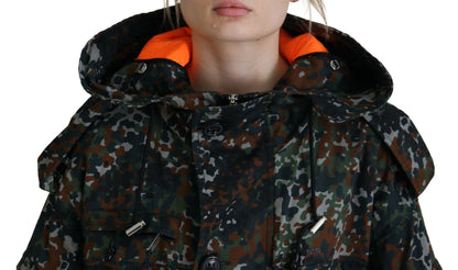 Dsquared² Grønn Hettejakke med Goth-kamuflasjetrykk og Parka