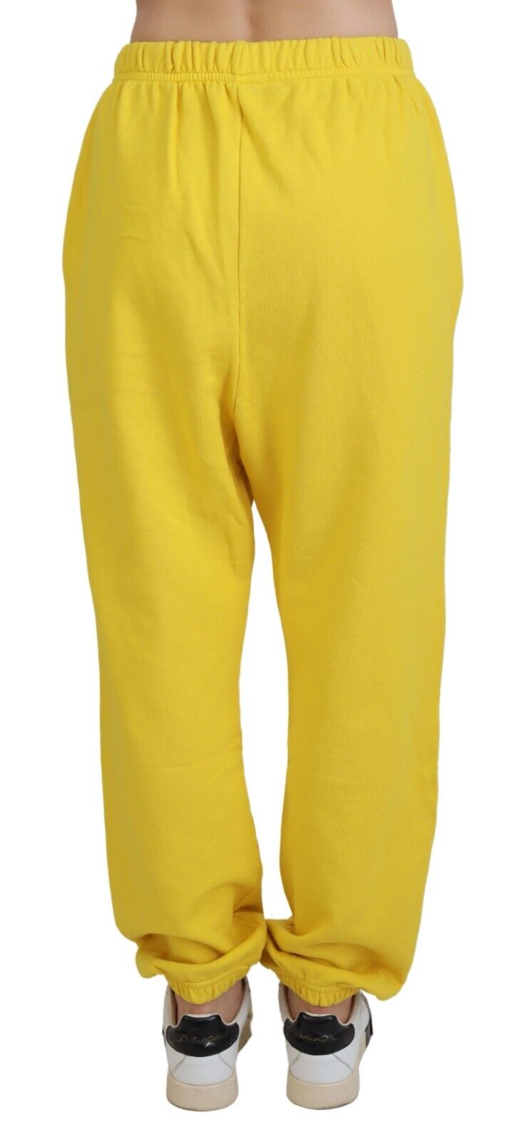 Gula joggingbyxor med logotyptryck och medelhög midja