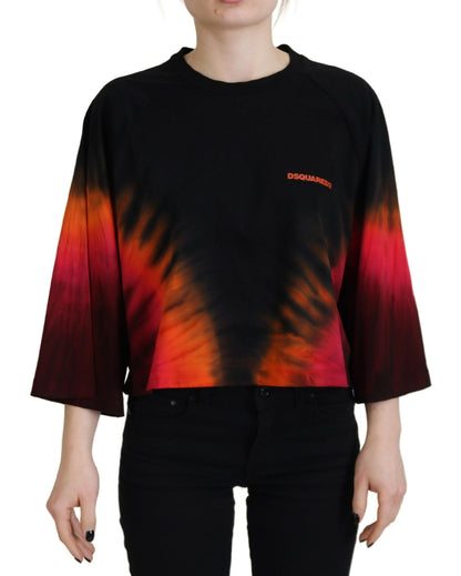 Dsquared² Svart bomulls-tie dye rund halsringning avslappnad topp