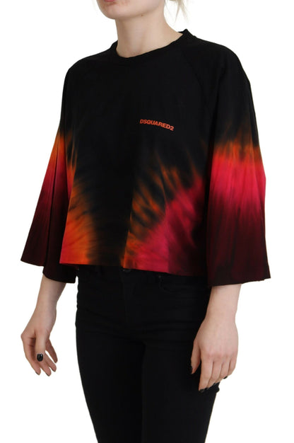 Dsquared² Svart bomulls-tie dye rund halsringning avslappnad topp