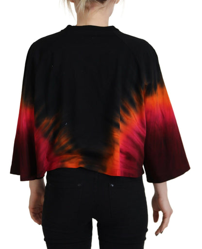 Dsquared² Svart bomulls-tie dye rund halsringning avslappnad topp