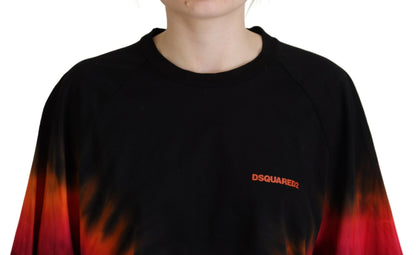 Dsquared² Svart bomulls-tie dye rund halsringning avslappnad topp