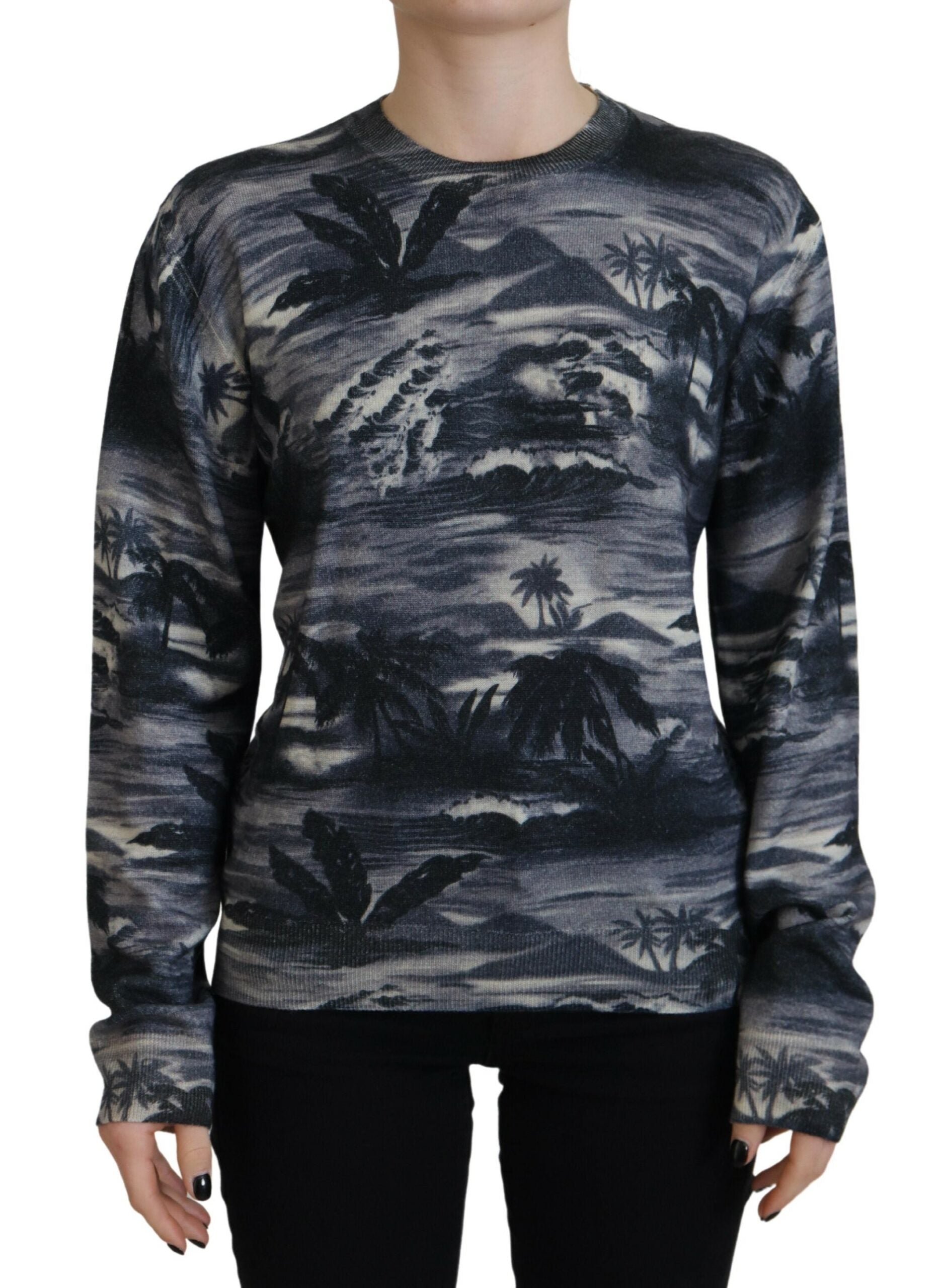 Svart långärmad Thunder Sky Print Casual Tröja