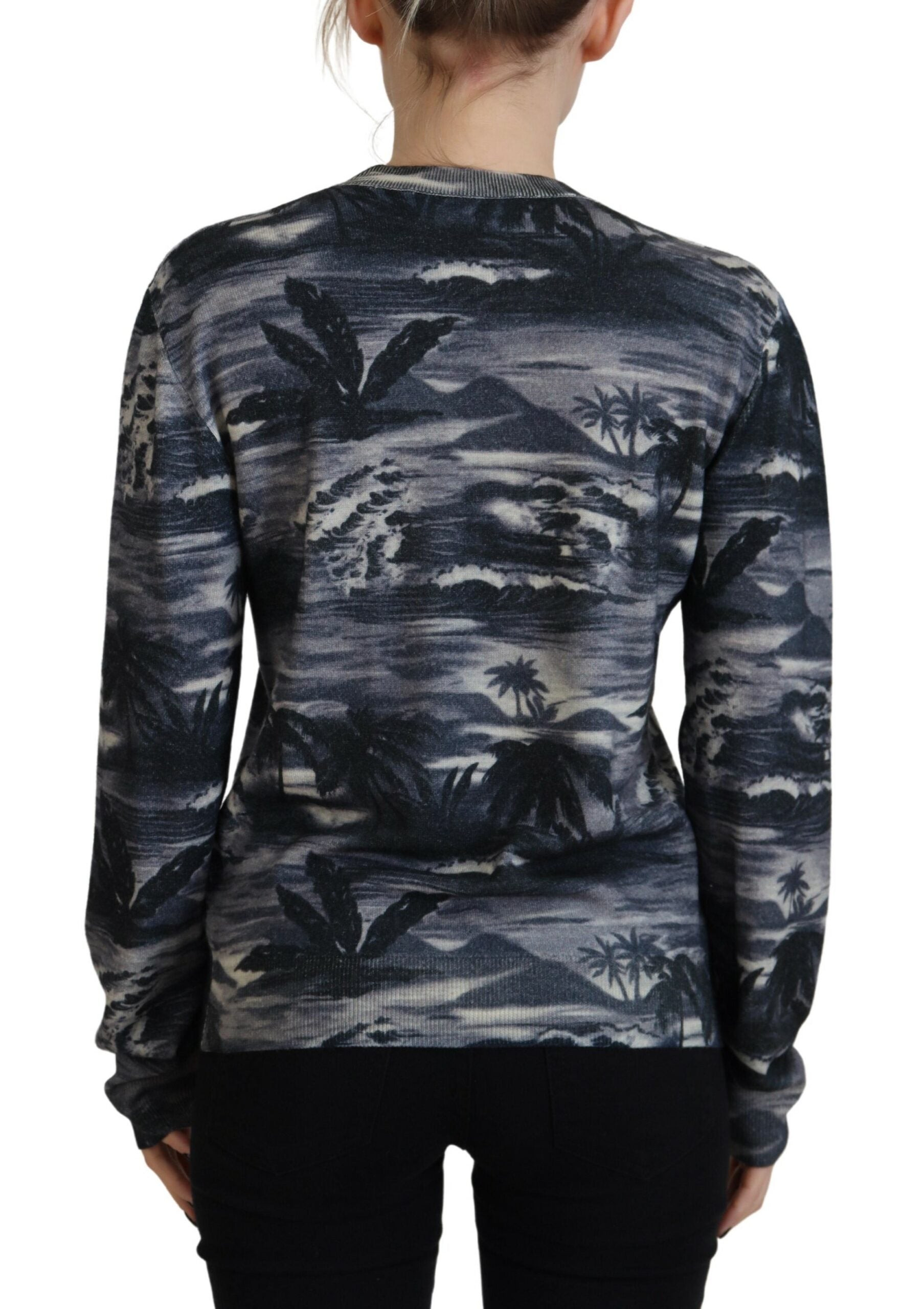 Svart långärmad Thunder Sky Print Casual Tröja
