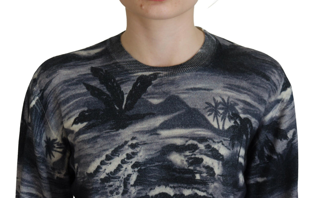 Svart långärmad Thunder Sky Print Casual Tröja