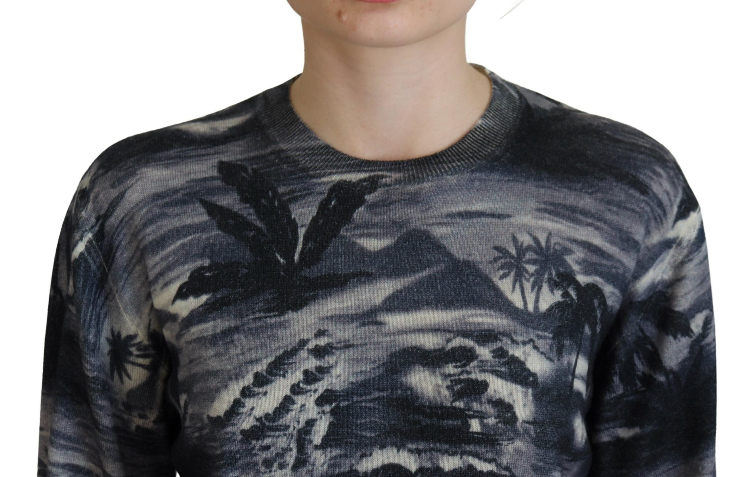Svart långärmad Thunder Sky Print Casual Tröja