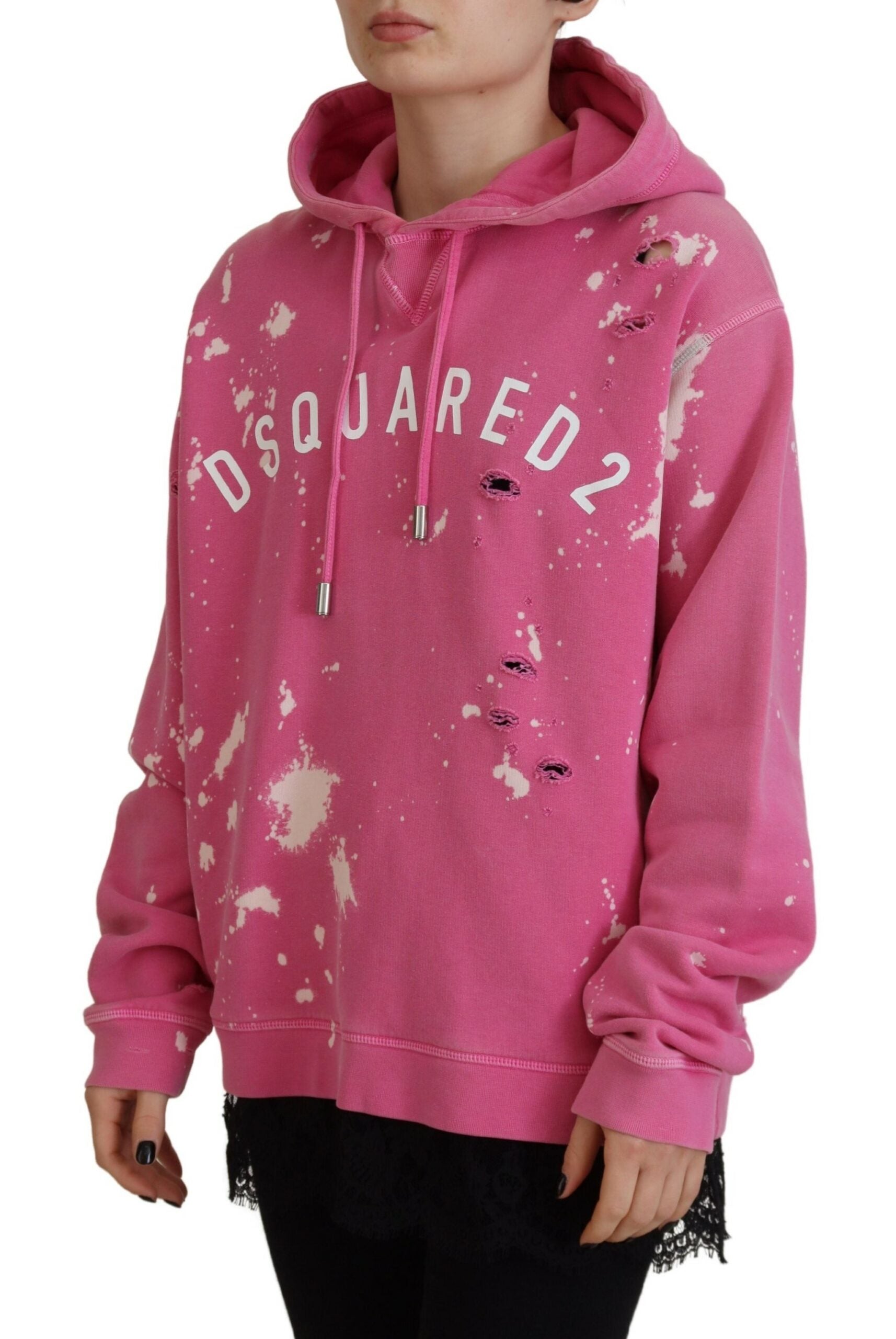 Rosa bomullshoodie med logotyptryck