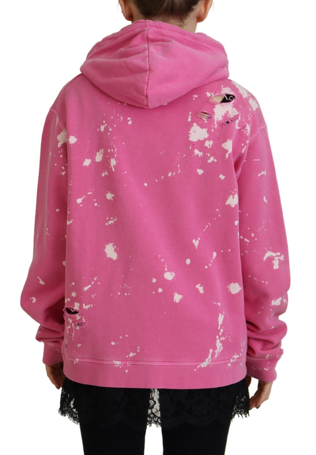 Rosa bomullshoodie med logotyptryck