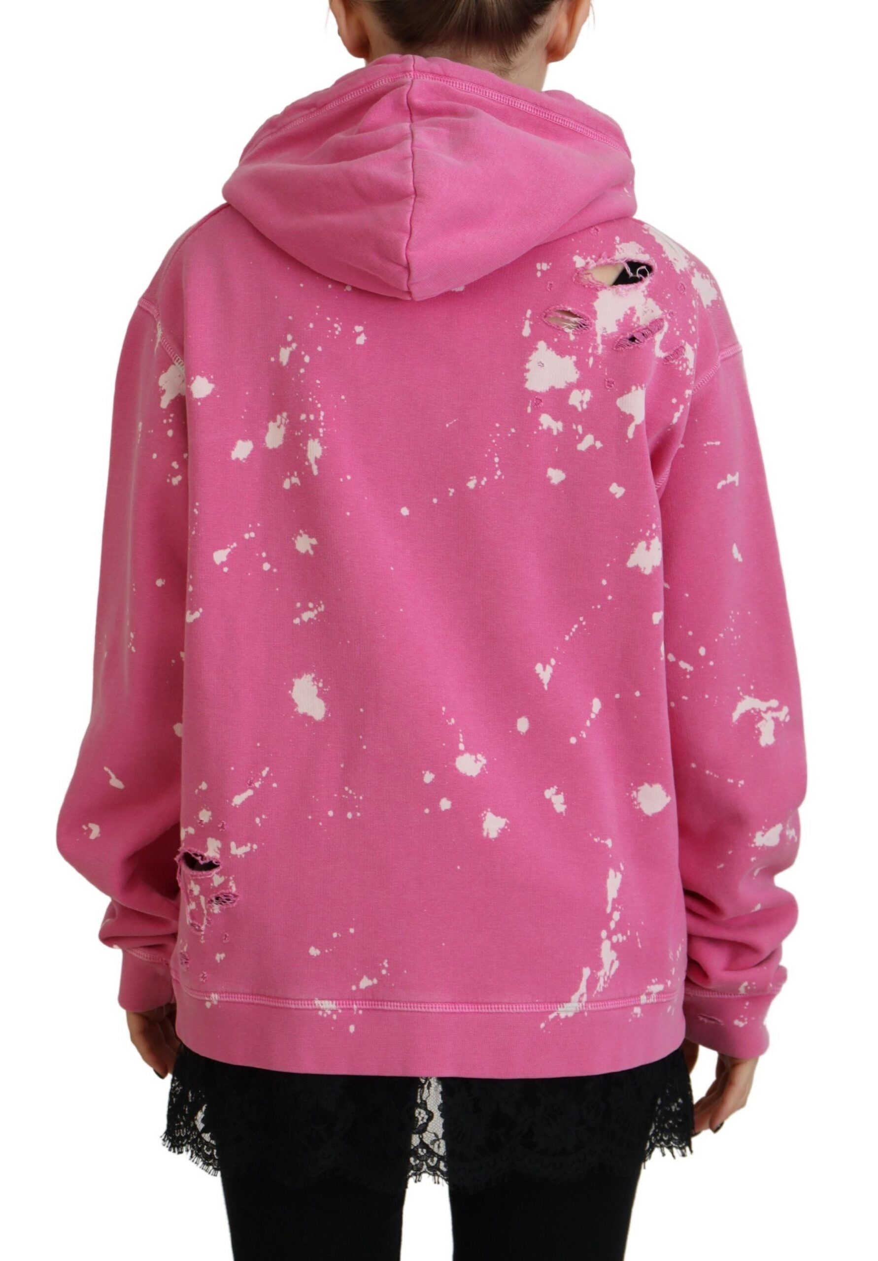 Rosa bomullshoodie med logotyptryck