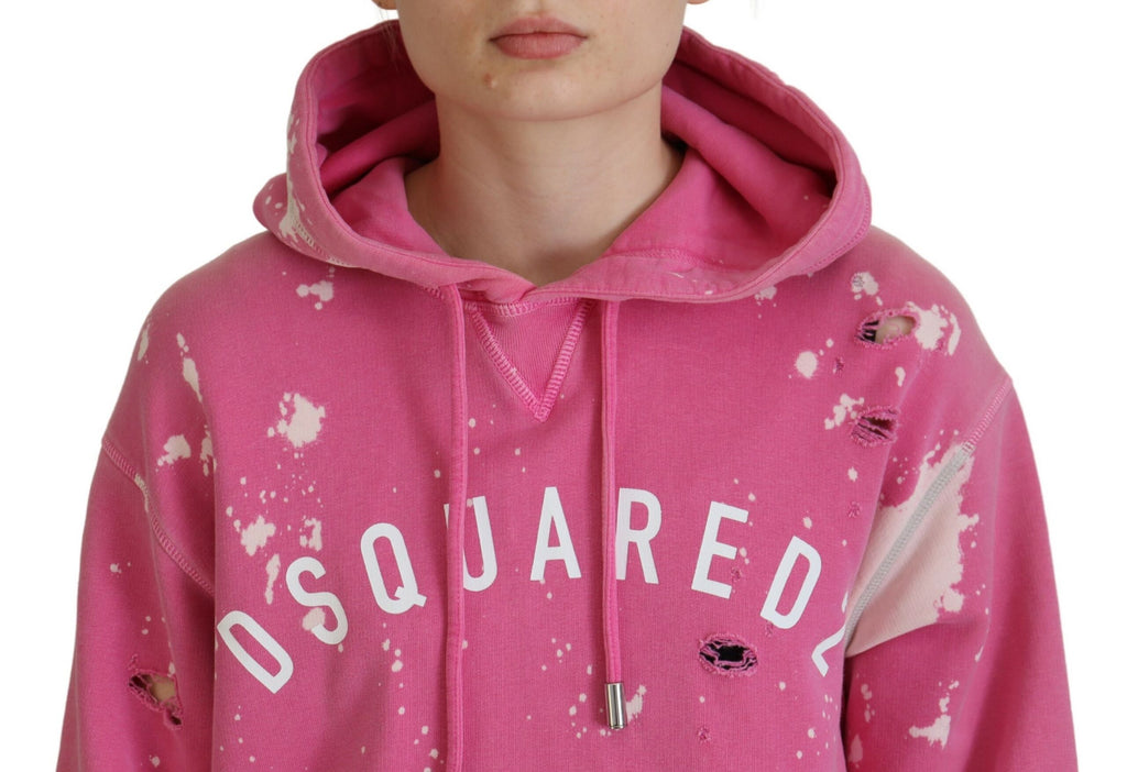 Rosa bomullshoodie med logotyptryck