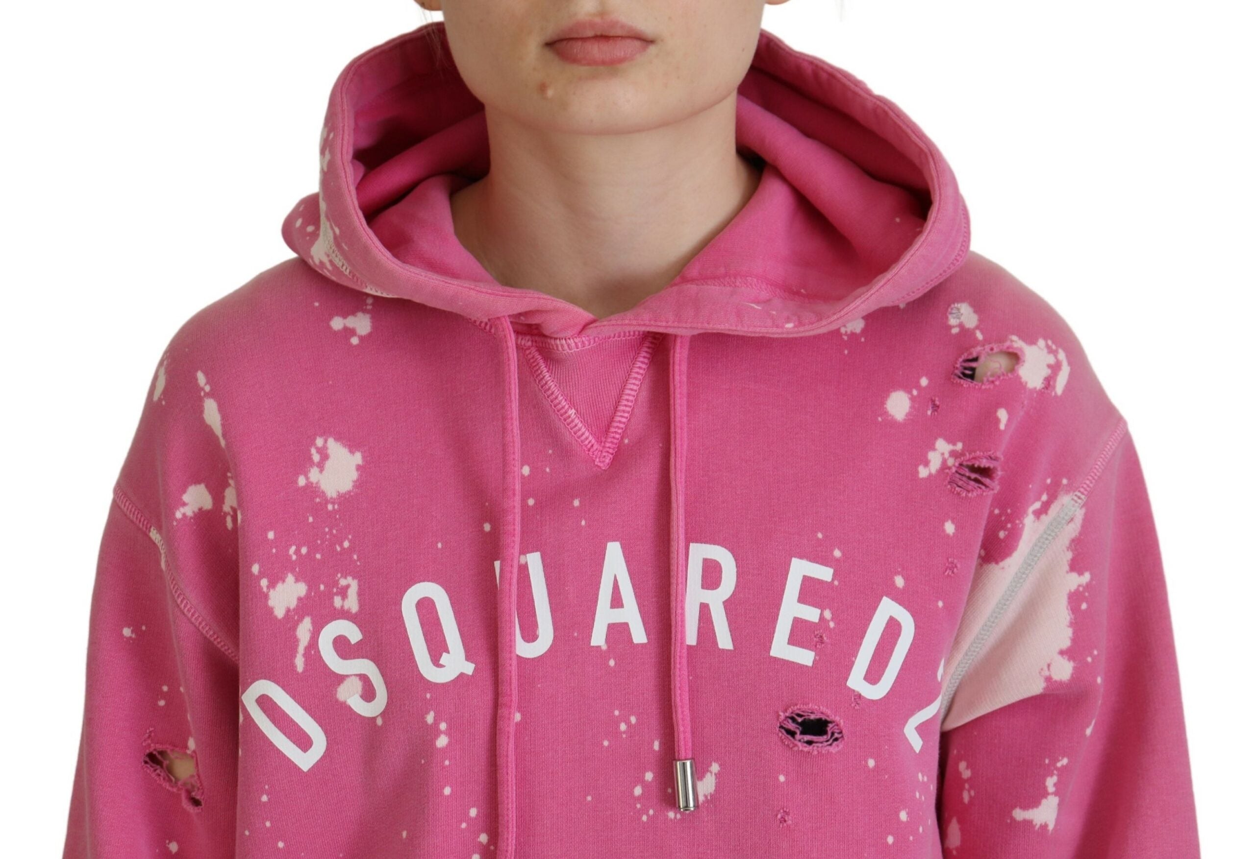 Rosa bomullshoodie med logotyptryck