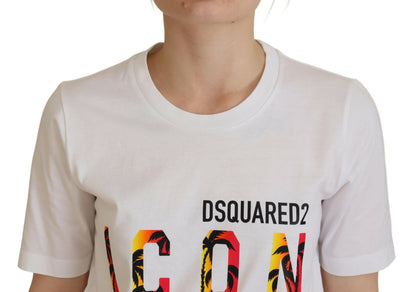 Dsquared² Vit bomulls-t-shirt med logotyptryck och rund hals