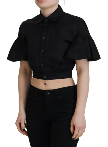 Dsquared² Svart Krageknappad Kortärmad Topp