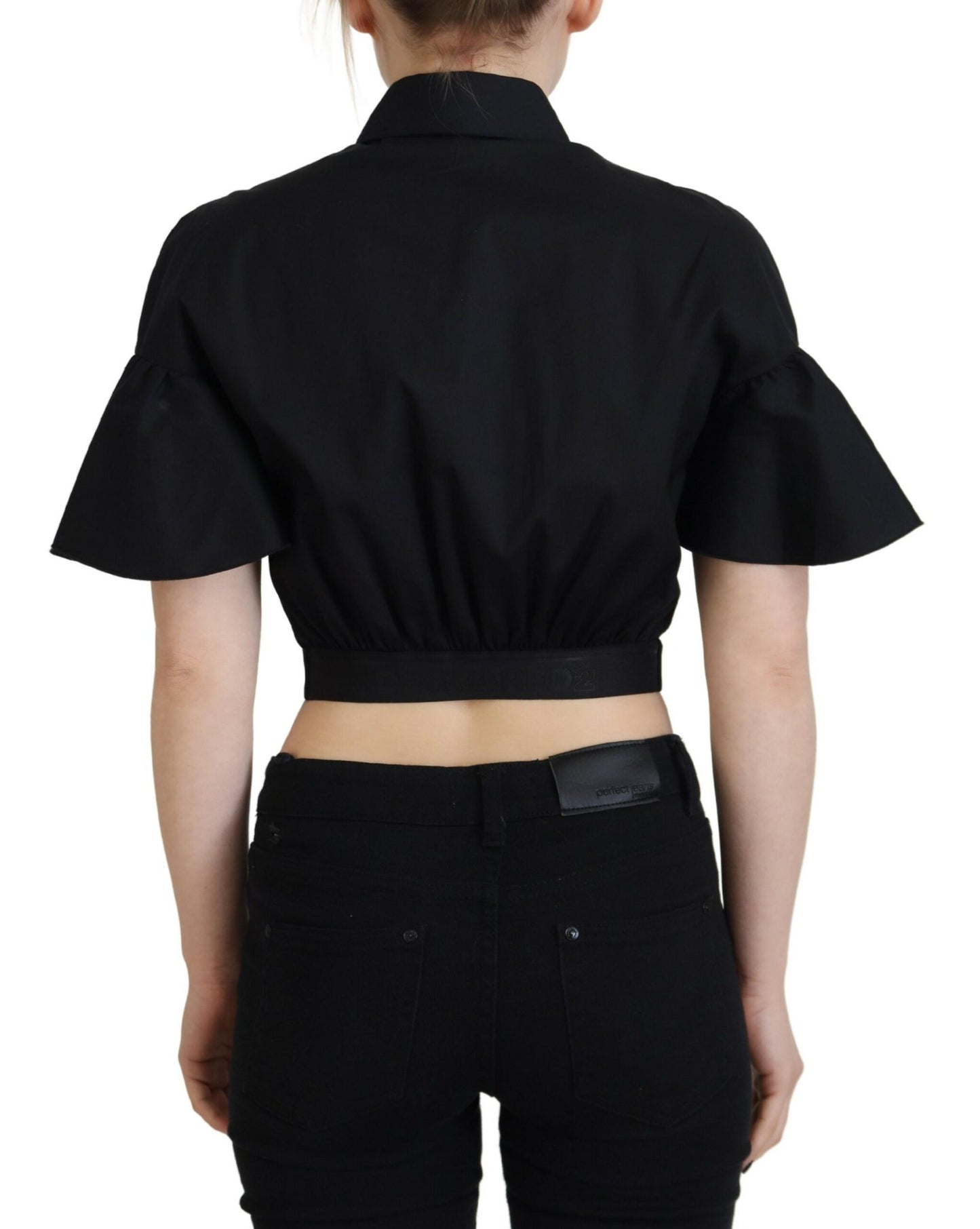 Dsquared² Svart Krageknappad Kortärmad Topp