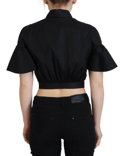 Dsquared² Svart Krageknappad Kortärmad Topp