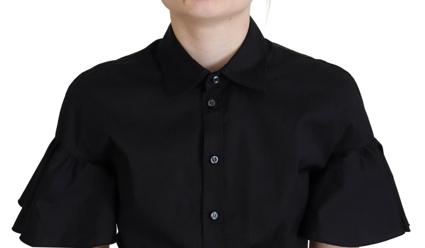 Dsquared² Svart Krageknappad Kortärmad Topp