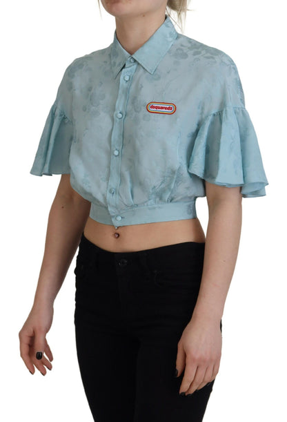 Dsquared² Blå Krageknappad Kortärmad Topp