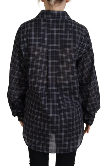 Dsquared² Svart rutig skjorta med långa ärmar och knappar