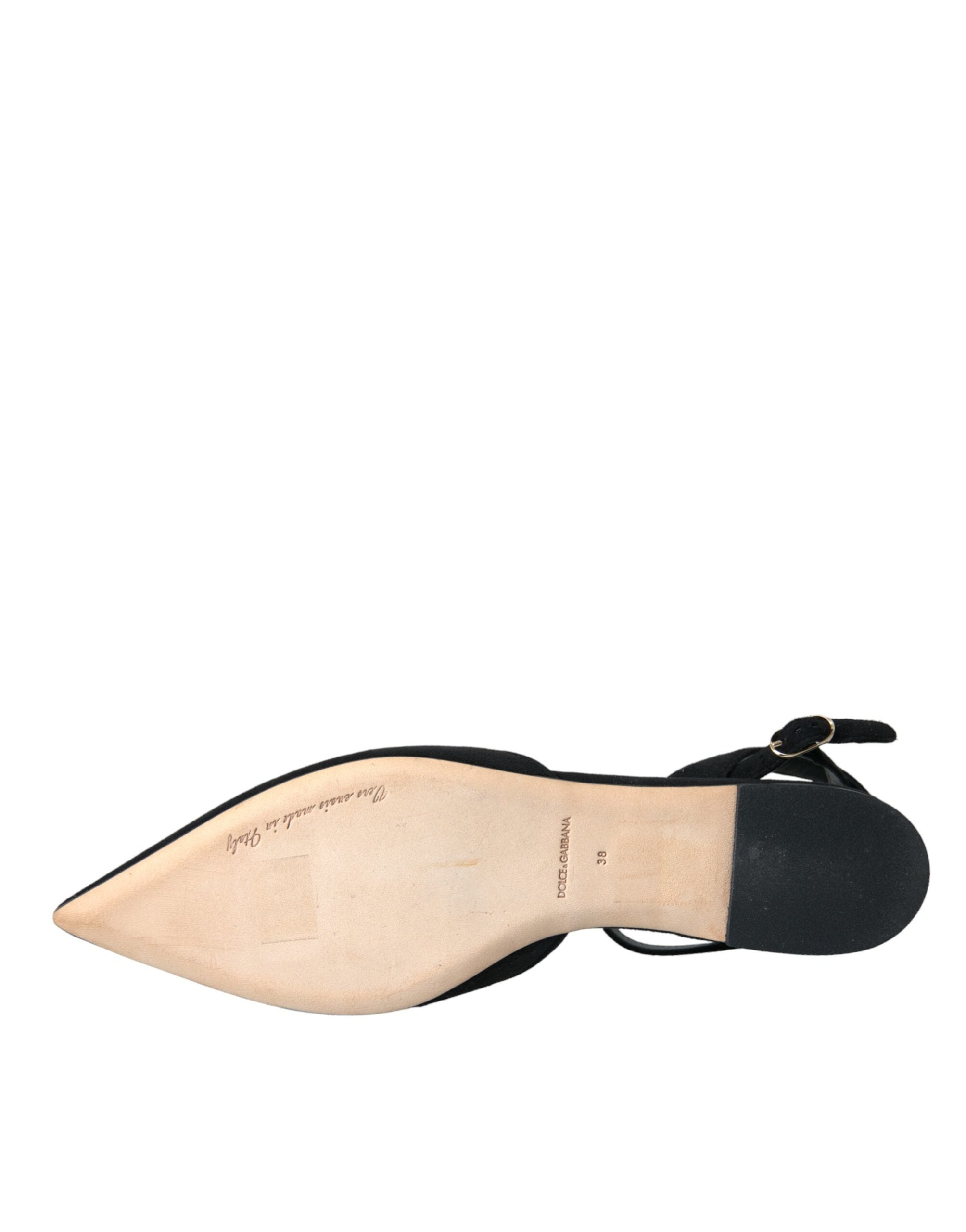 Svarte skinnsandaler med krystaller og slingback-sko