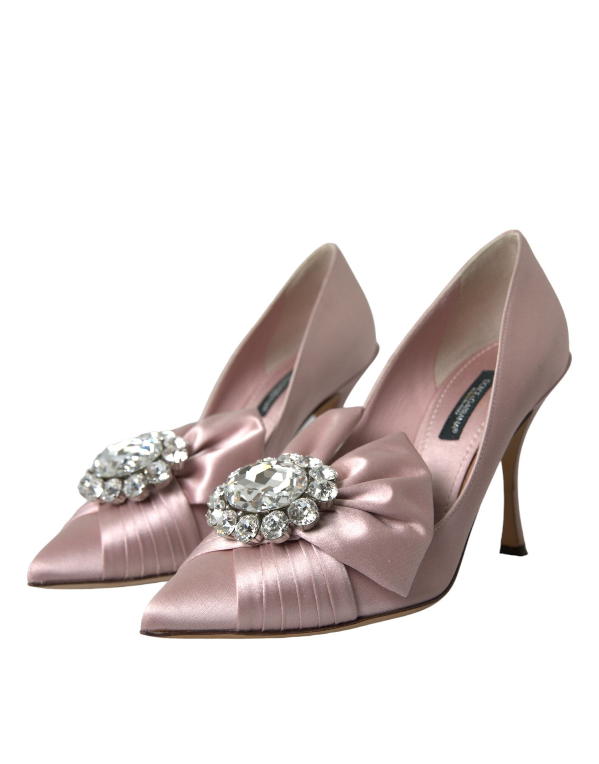 Rosa Satin Kristall Högklackade Pumps Skor
