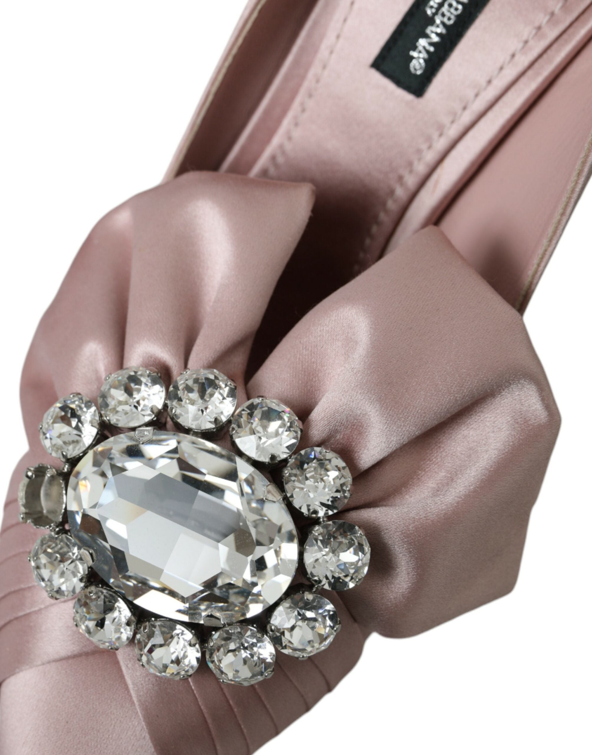 Rosa Satin Kristall Högklackade Pumps Skor