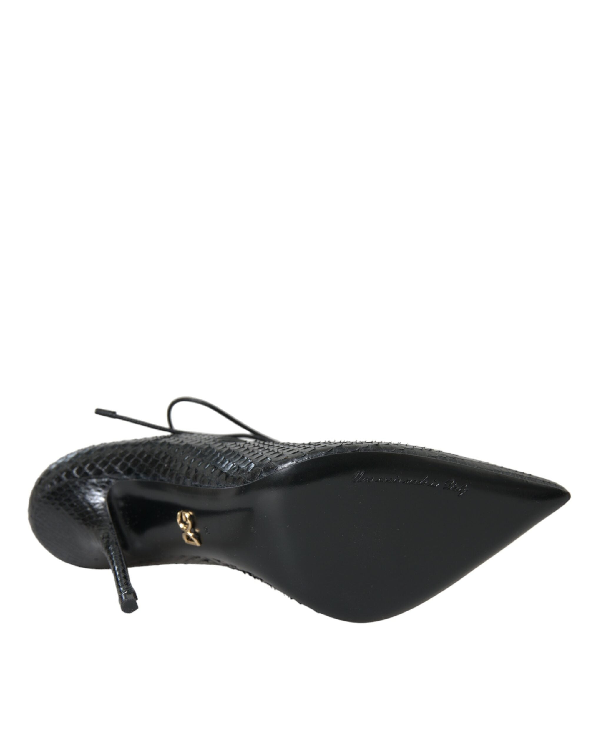 Svarta pytonfärgade Mary Jane-pumps i läder