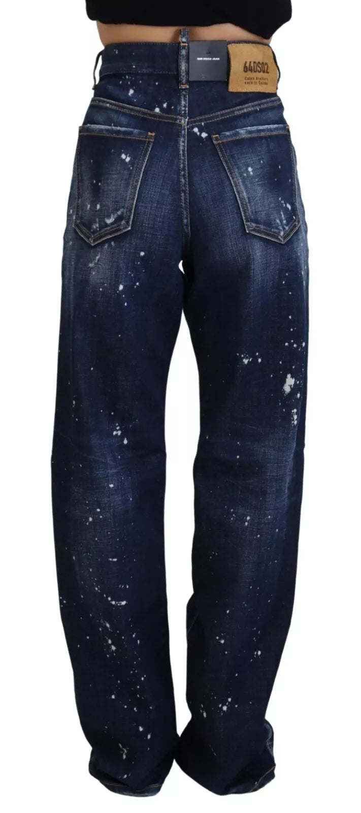 Blå högmidjade trasiga denimjeans San Diego