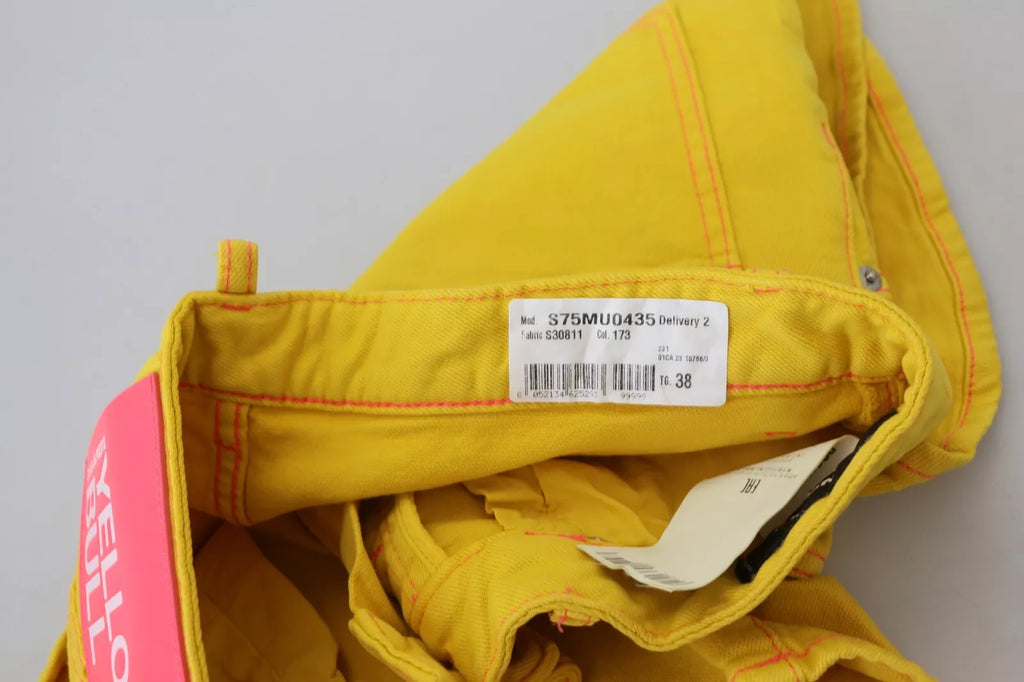 Gule bomullsshorts med høy midje og baggy-stoff til dame