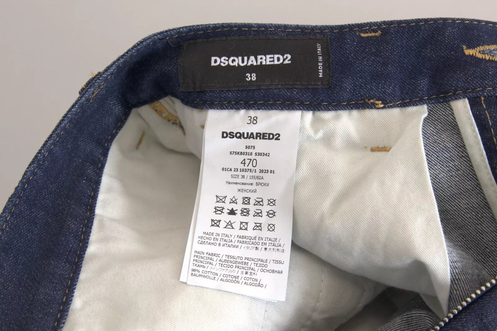 Blåa högmidjade bomullscargo-jeans med baggy-mönster