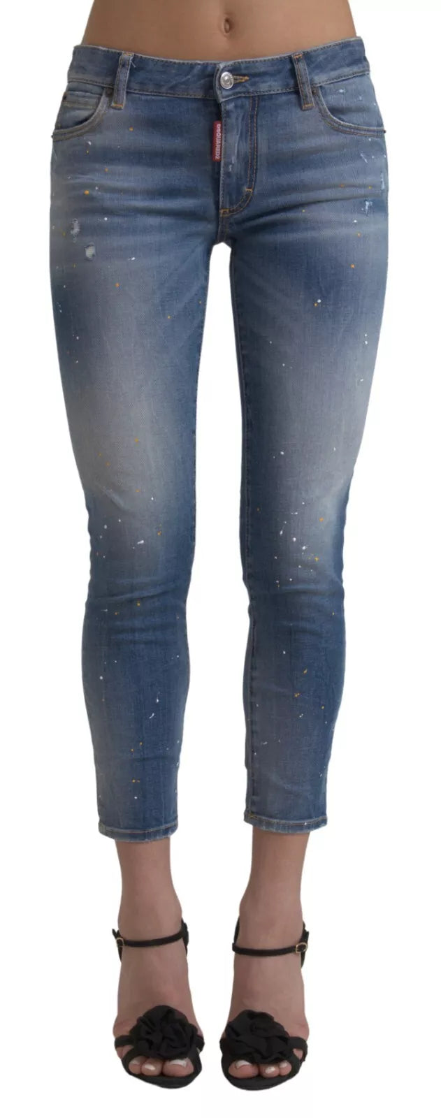 Blåa Twiggy-jeans med medelhög midja