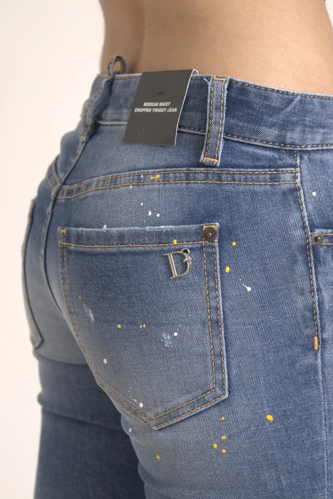 Blåa Twiggy-jeans med medelhög midja