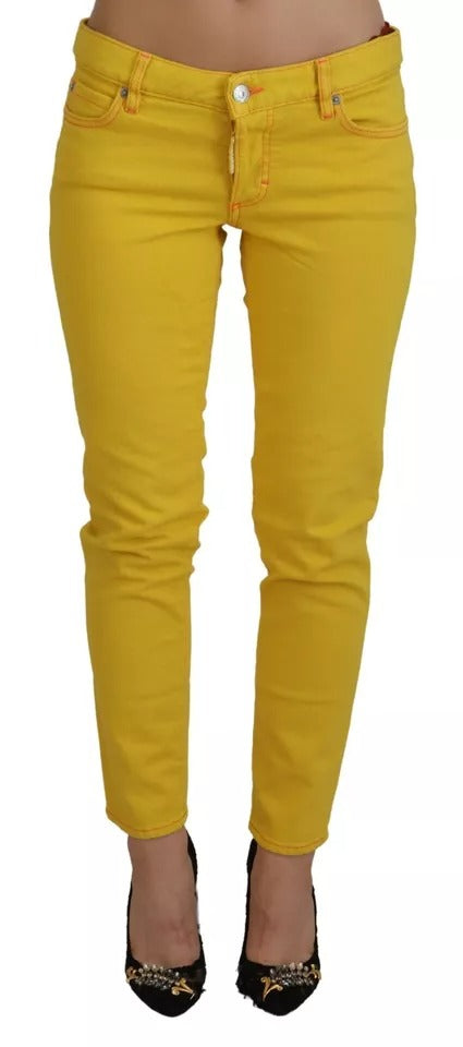 Gula bomullsjeans med låg midja och korta Jennifer Denim-jeans