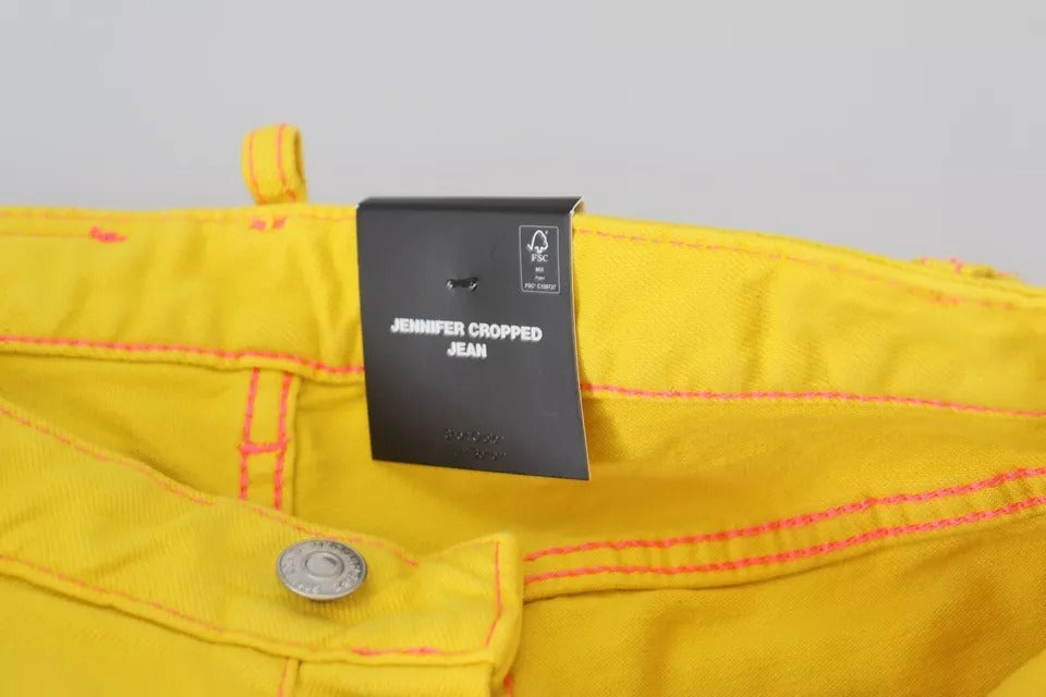 Gula bomullsjeans med låg midja och korta Jennifer Denim-jeans