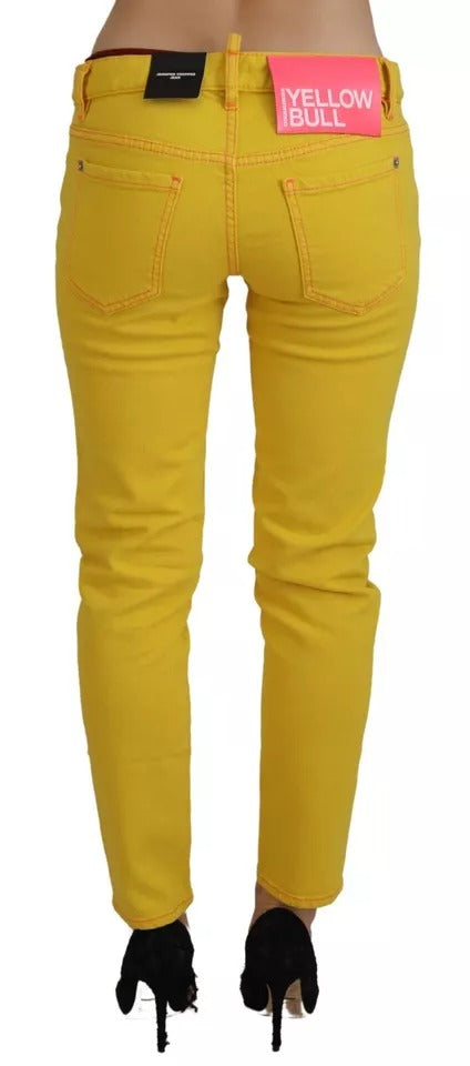 Gula bomullsjeans med låg midja och korta Jennifer Denim-jeans