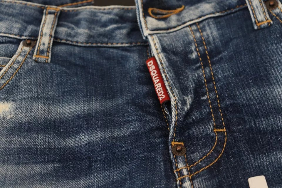 Blå Icon låg midja cropped coola flickjeans
