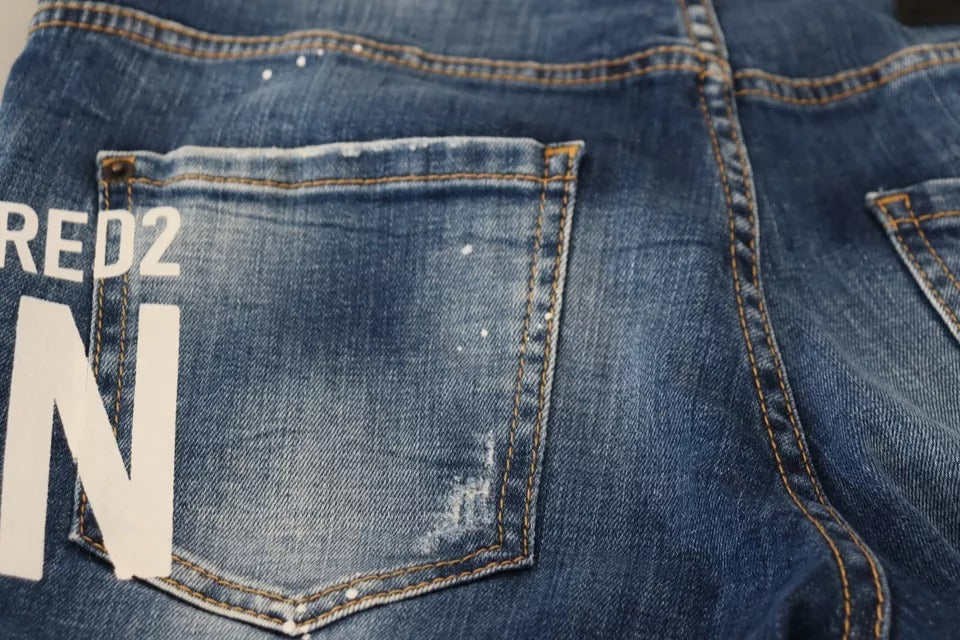 Blå Icon låg midja cropped coola flickjeans