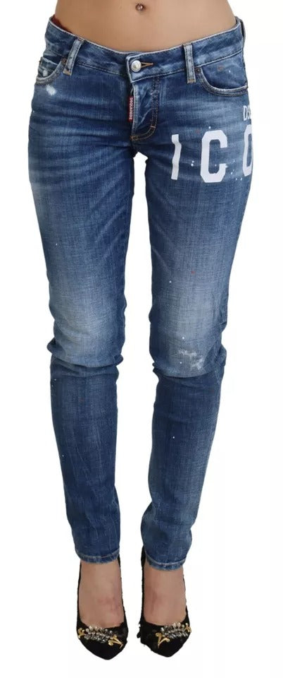 Blå Icon lågmidjade skinny Jennifer denimjeans