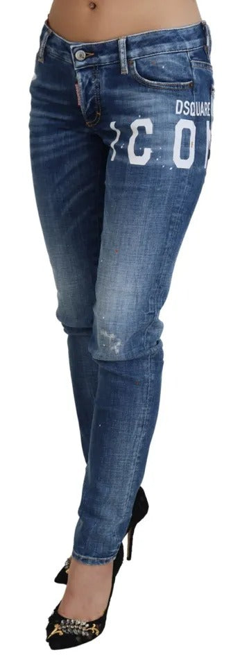 Blå Icon lågmidjade skinny Jennifer denimjeans