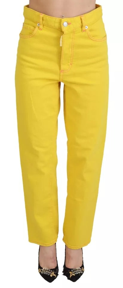 Gule bomulls jeans med høy midje og rette denimdetaljer
