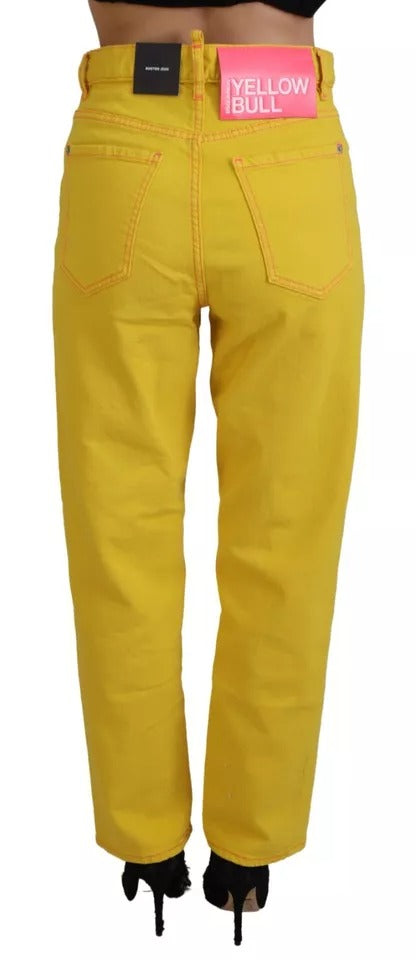 Gule bomulls jeans med høy midje og rette denimdetaljer
