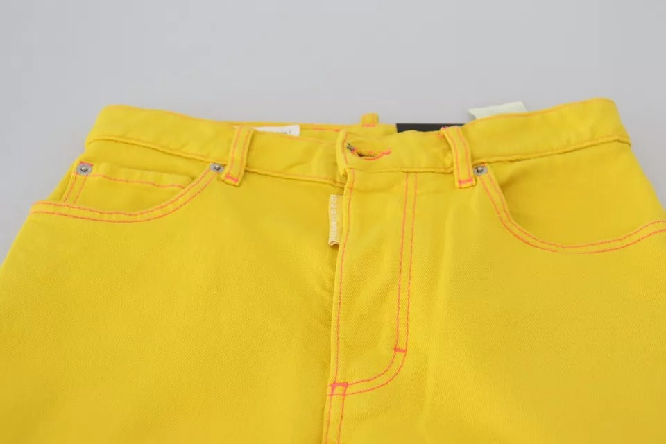 Gule bomulls jeans med høy midje og rette denimdetaljer